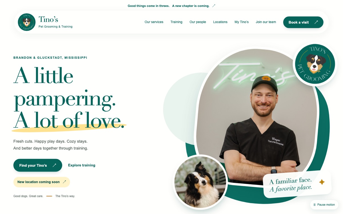 Tino's Pet Grooming home page